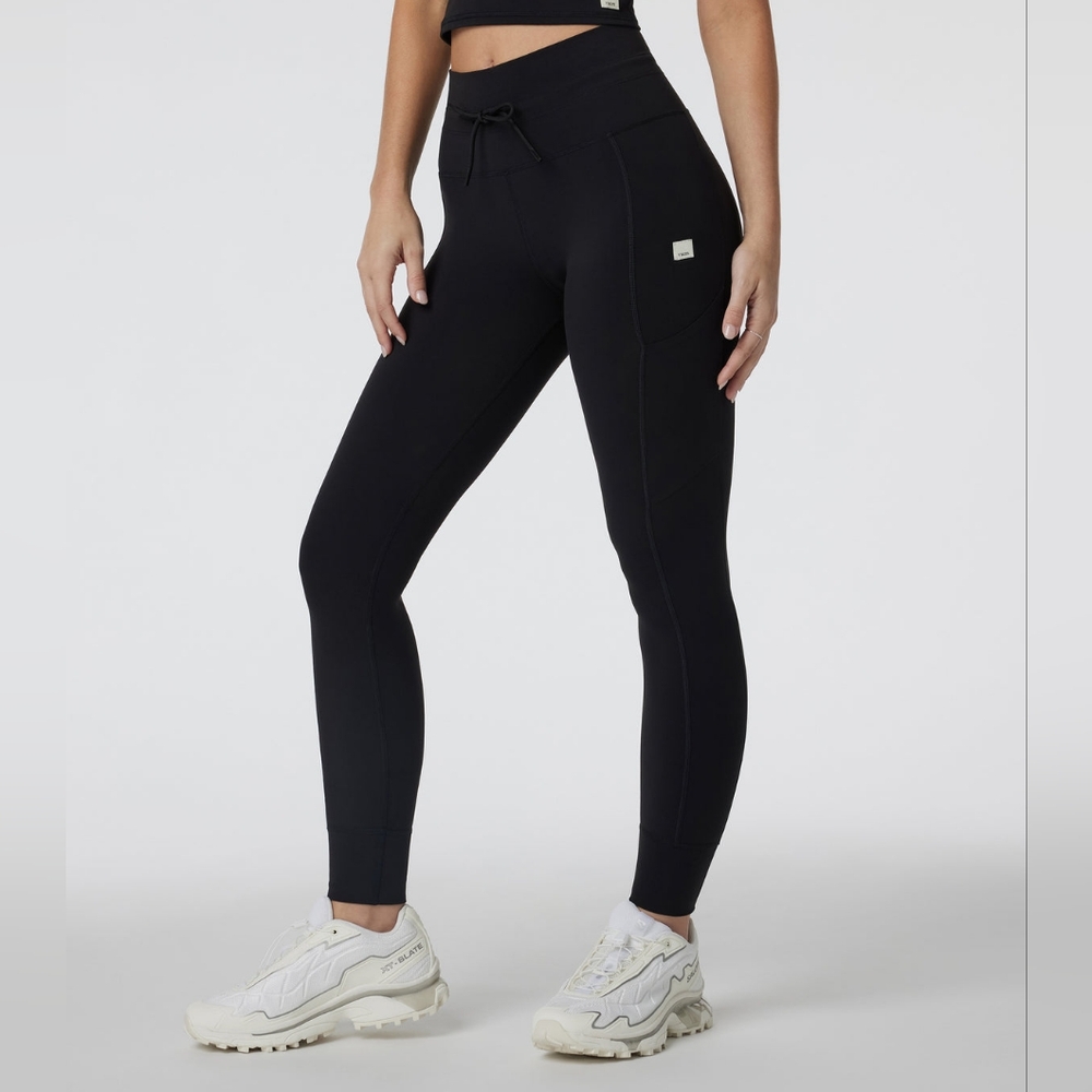 Vuori Daily Pocket Legging Black S Reg Inseam Black High Rise Waist Tie